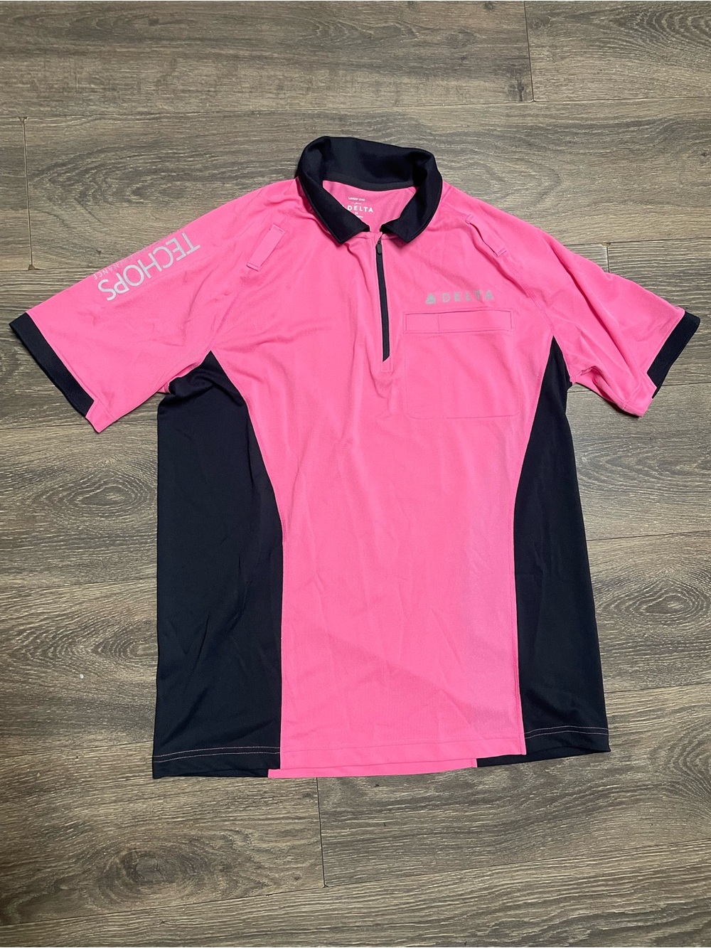 Lands end Delta TechOps Pink and Black Polo Shirt Medium aircraft maintenance